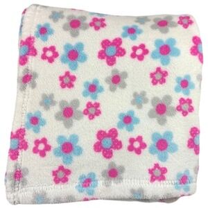 Forever Baby Fleece Flower Blanket White Pink Blue Gray Floral‎ Security Girl